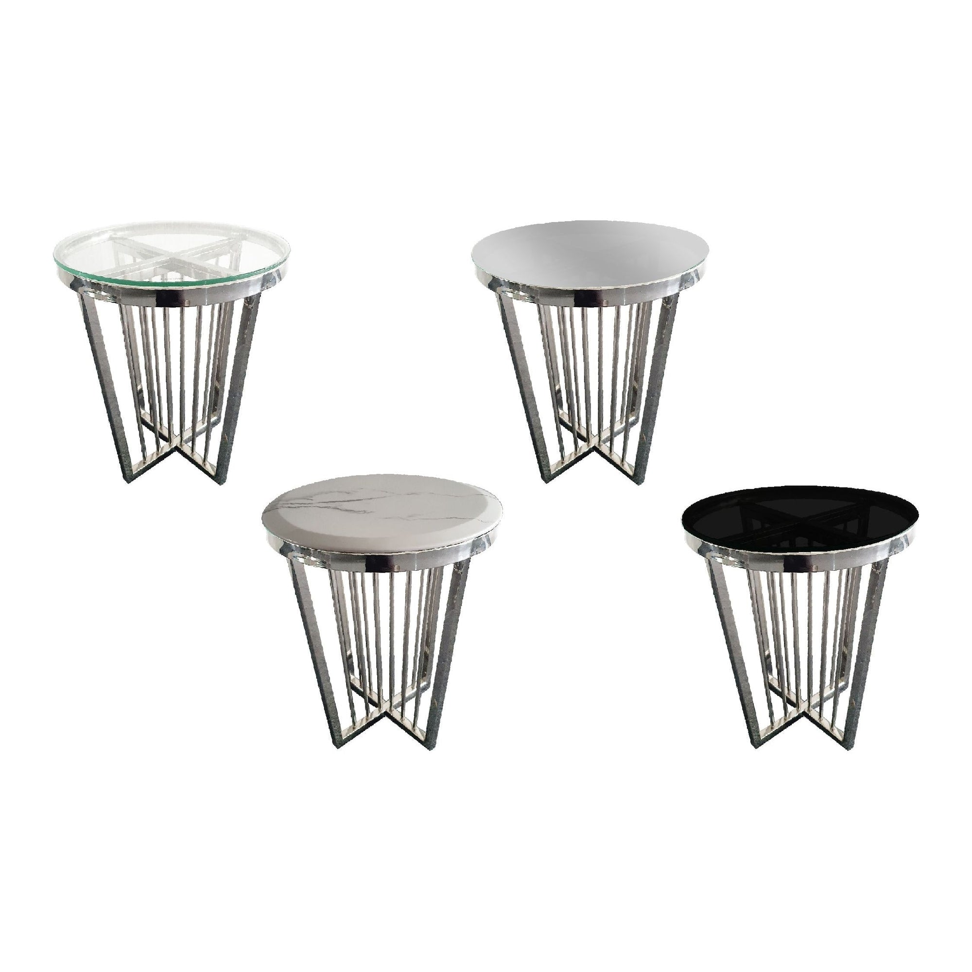 Salina Coffee Table 45cm Silver Base - Black Glass