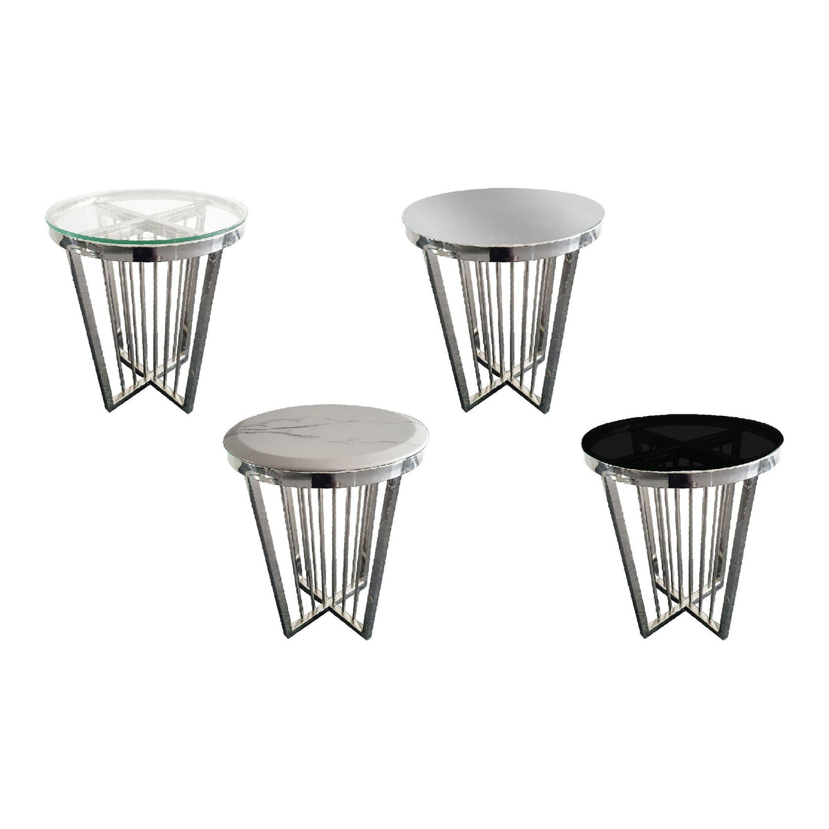 Salina Coffee Table 45cm Silver Base - Mirror Glass