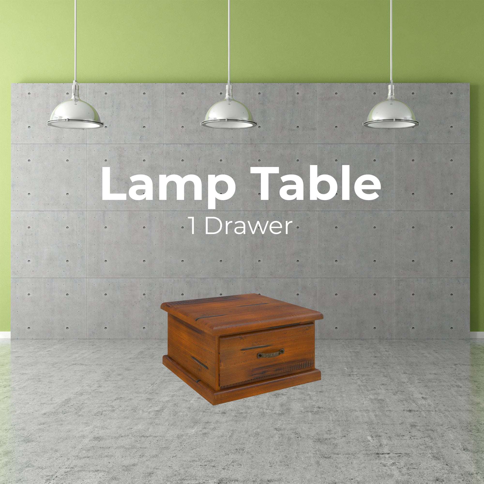 Umber Lamp Table Solid Pine Wood 1 Drawer Coffee Side Desk Sofa End - Dark Brown