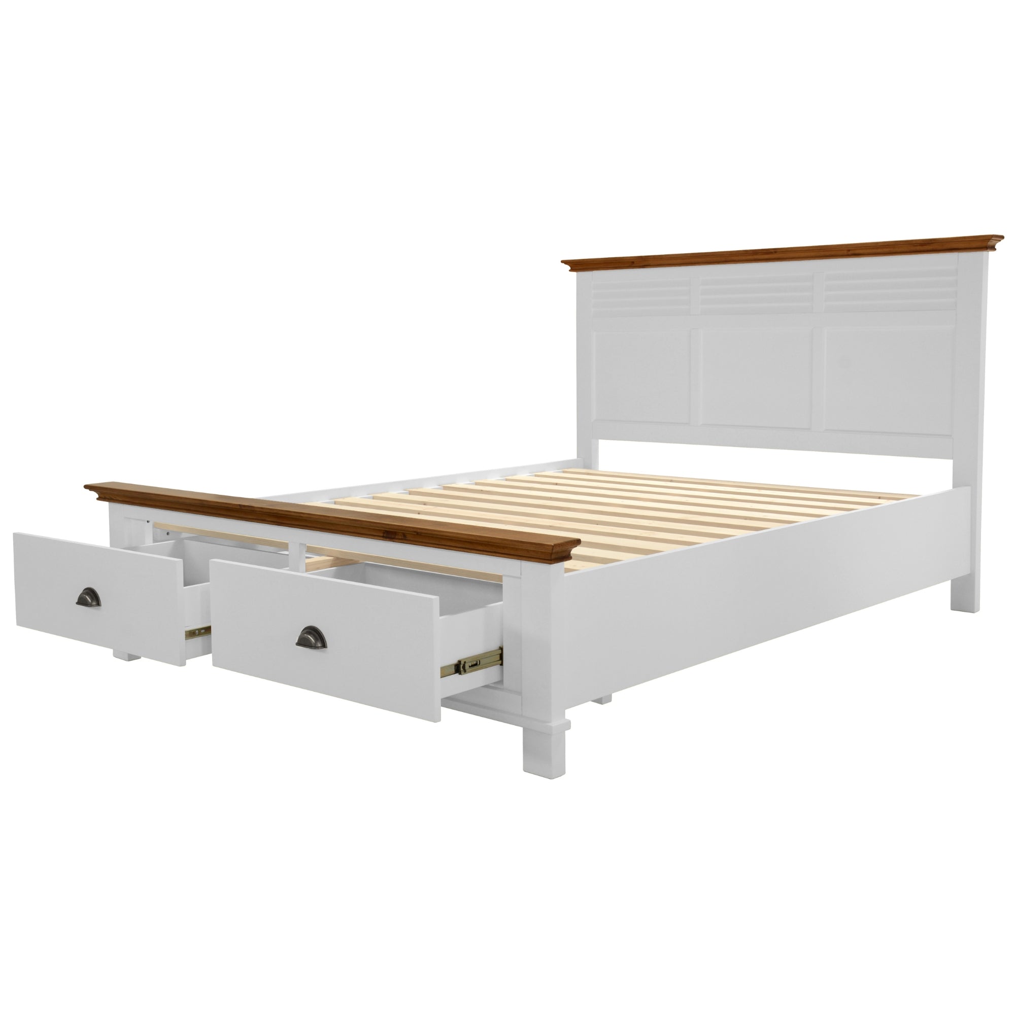 Virginia 4pc Queen Bed Suite Bedside Dresser Bedroom Furniture Package - White