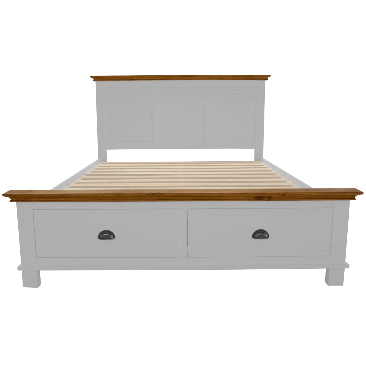 Virginia Queen Bed Frame Size Mattress Base with Drawer Solid Pine Timber -White