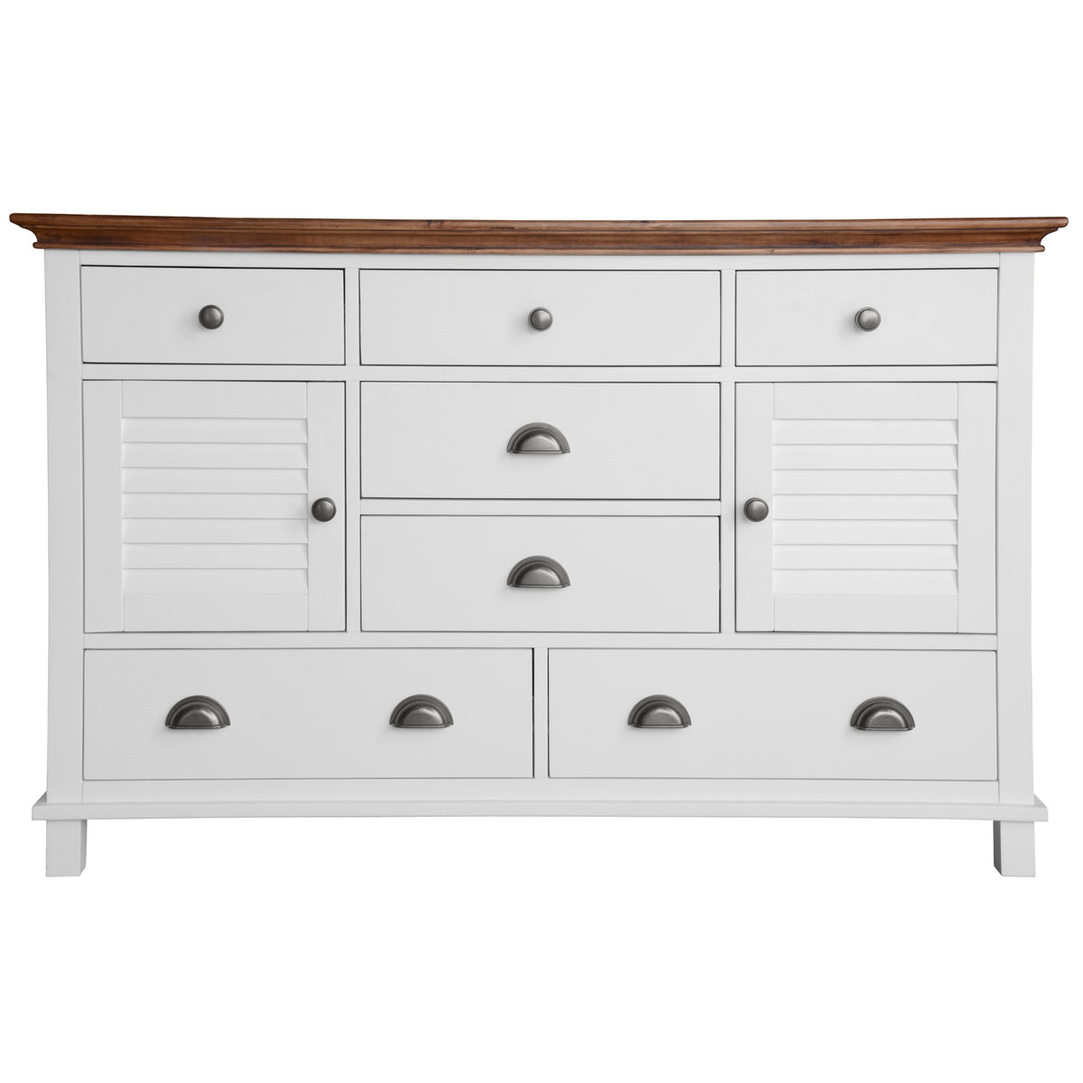 Virginia Dresser 7 Chest of Drawers Solid Wood Tallboy Cabinet - White