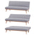 Monroe 3 Seater Sofa Futon Bed Fabric Lounge Couch - Grey