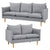 Sinatra 2 + 3 Seater Fabric Sofa Lounge Couch Grey