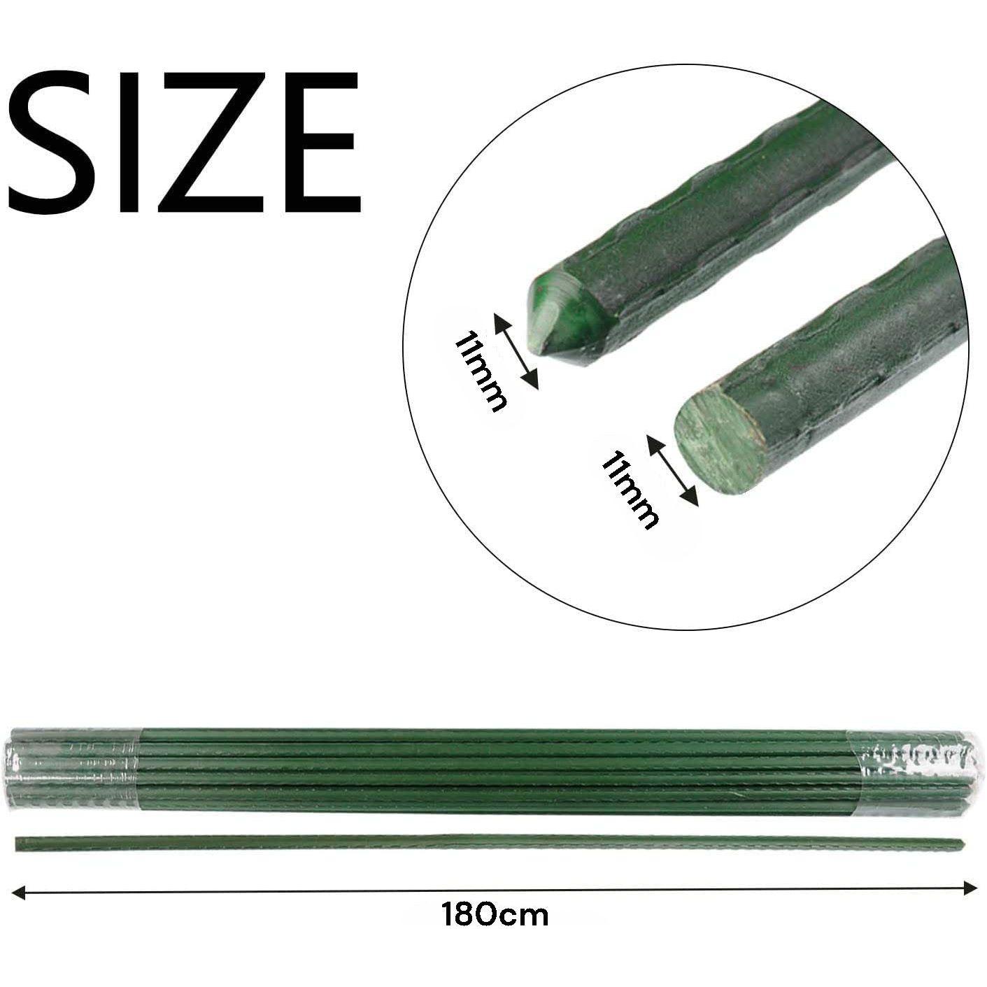 10x 11mm Garden Plant Stakes 180cm Steel Plant Stick Support Stakes Growing Climbing Plants