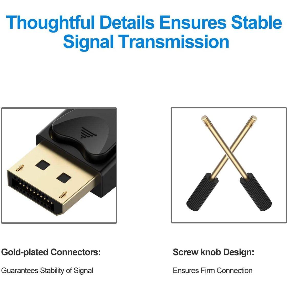 6ft 1.8M Display Port DP To Dual Link DVI-D 24+1 Pin Male Gold Connection Cable