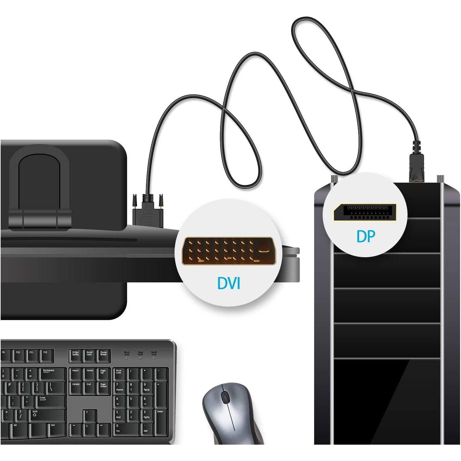 6ft 1.8M Display Port DP To Dual Link DVI-D 24+1 Pin Male Gold Connection Cable