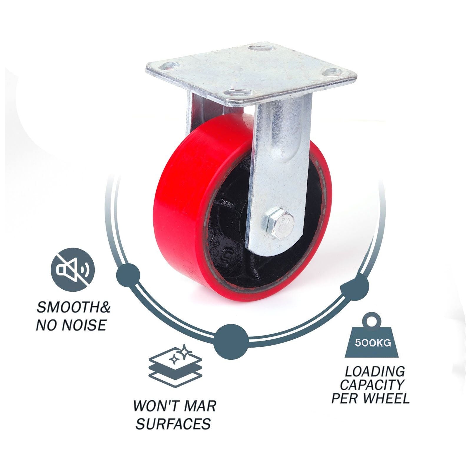 5 inch Industrial 500KG Caster Wheels Fixed Casters Castor Wheels Cart Furniture Workbench