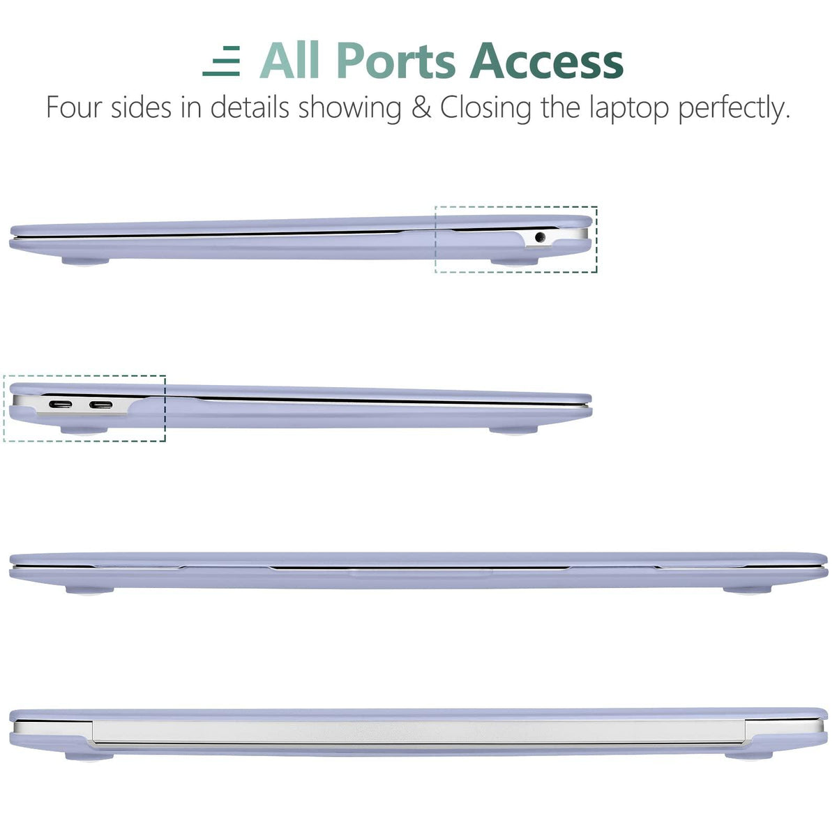 Suitable for  MacBook Air 13 Inch Case 2022 2021 2020 2019 2018, A1932, A2179, A2337 Shell Case Keyboard Cover lavender Grey