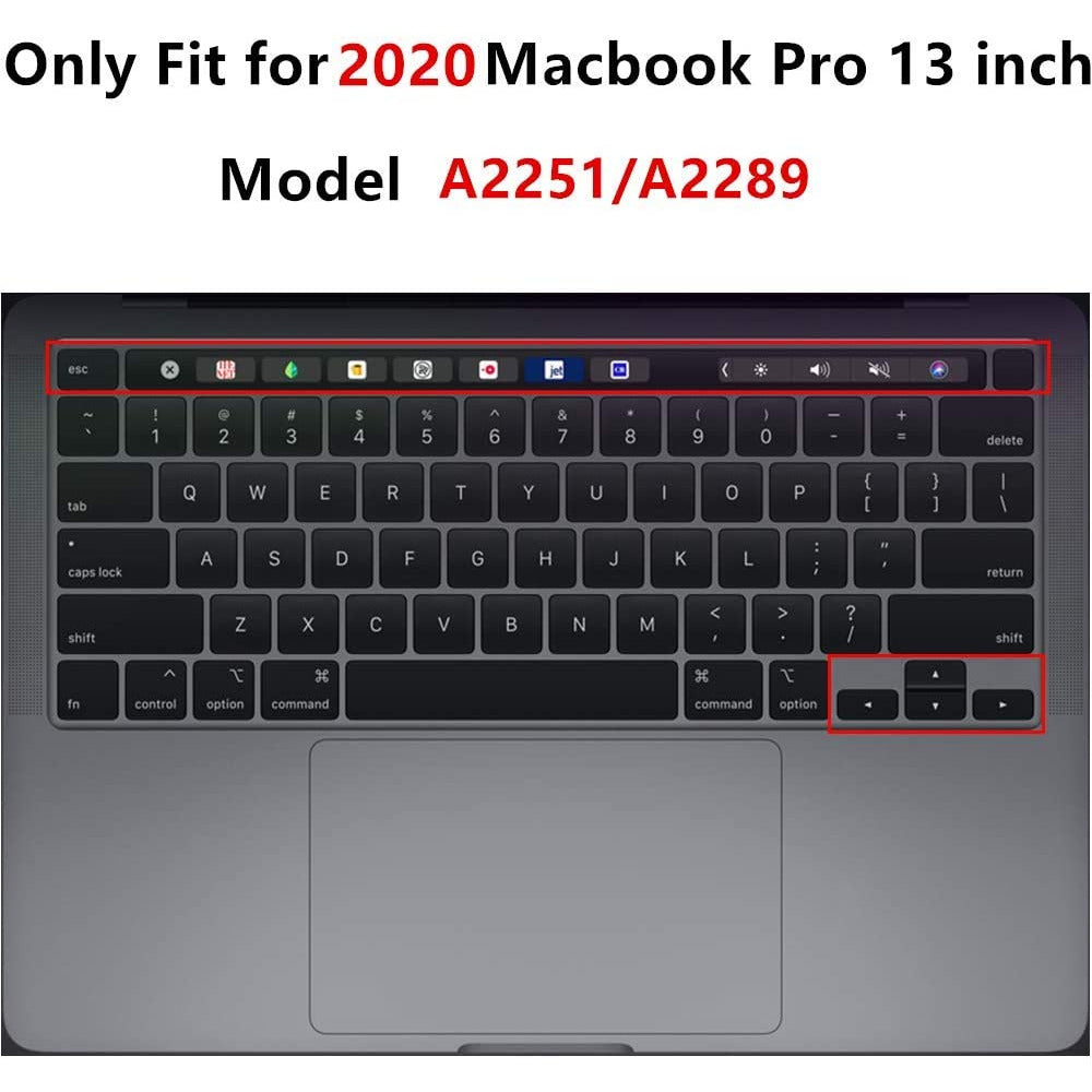 MacBook Pro 13 inch 2020 Release A2251 A2289 A2338 Matte Shell Case Keyboard Cover Touch Bar Clear