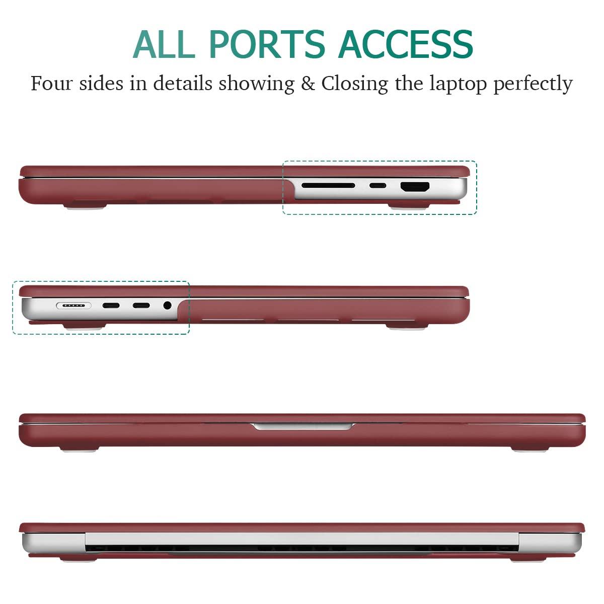 Suitable for  MacBook Pro 14 Max Inch Case 2023 2022 2021 M2 A2779 M1 A2442 Hardshell Case Keyboard Cover Wine Red