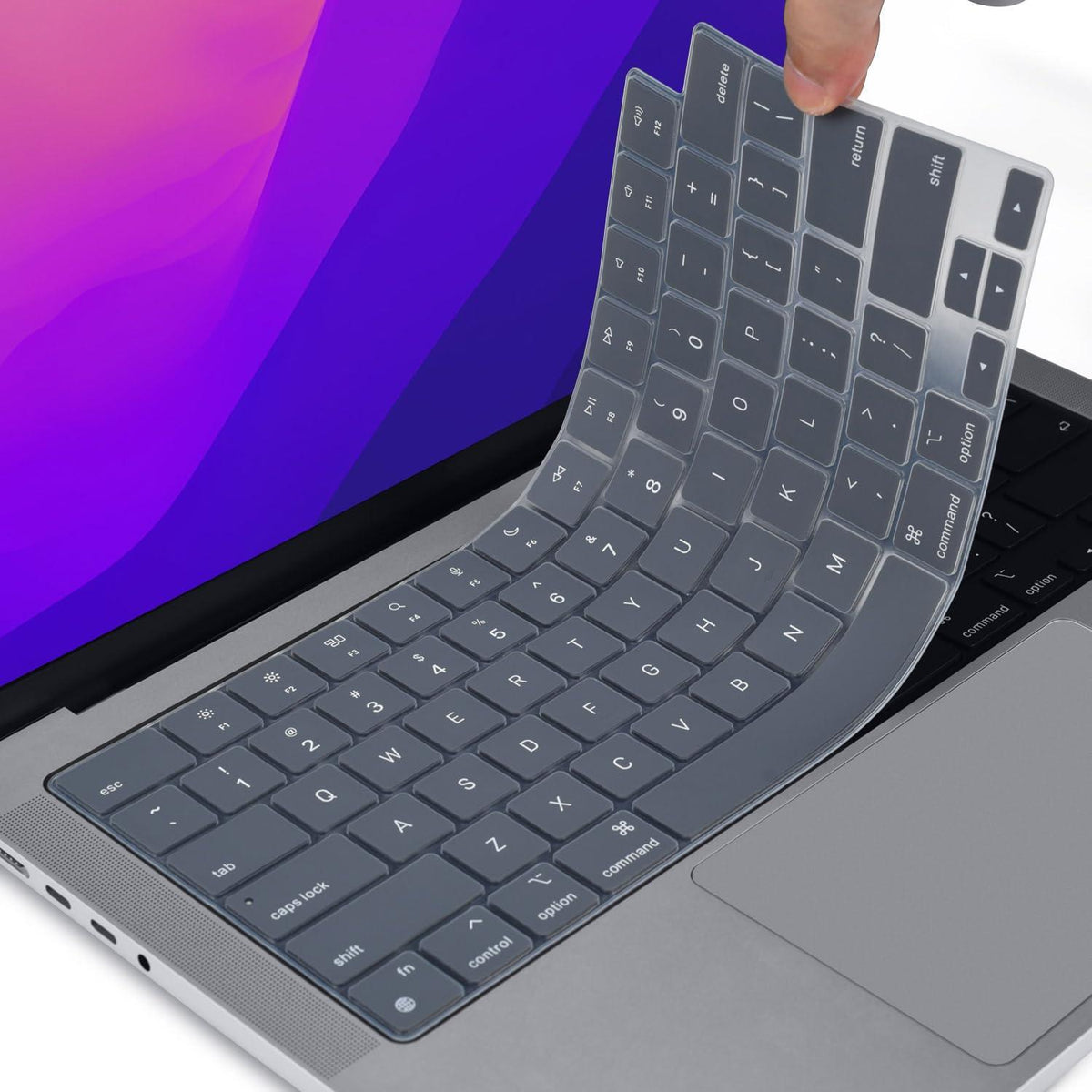 Keyboard Cover Skin For MacBook Air Pro 13 13.6 14 15.3 16 A2442 A2779 A2485 A2780 A2681 A2941 M1 M2 2021 to 2023 Grey