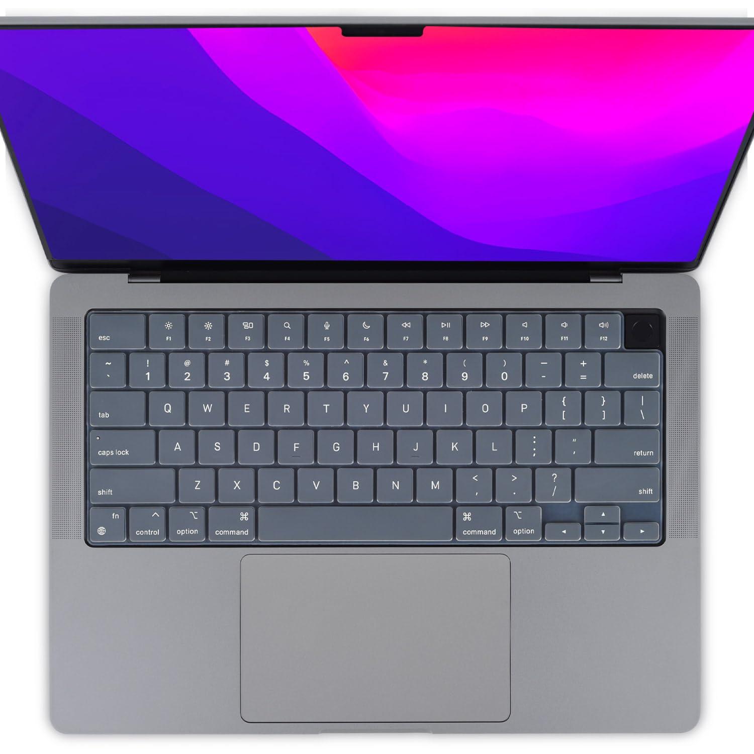 Keyboard Cover Skin For MacBook Air Pro 13 13.6 14 15.3 16 A2442 A2779 A2485 A2780 A2681 A2941 M1 M2 2021 to 2023 Grey