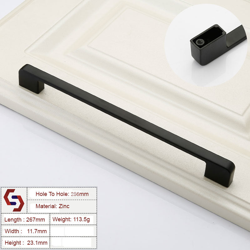 Zinc Kitchen Cabinet Handles Drawer Bar Handle Pull black color hole to hole size 256mm