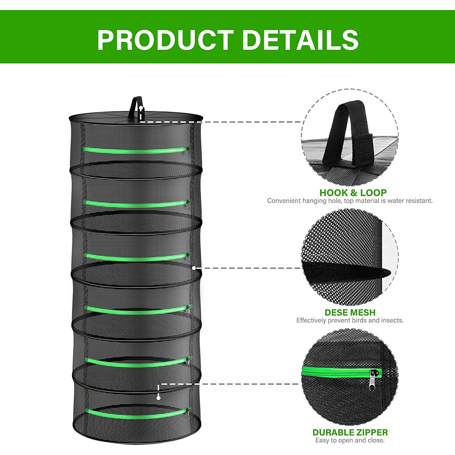 6-Layer 120cm Foldable Herb Vegetable Fruit Drying Dehydrating Rack Mesh Hanging Dryer