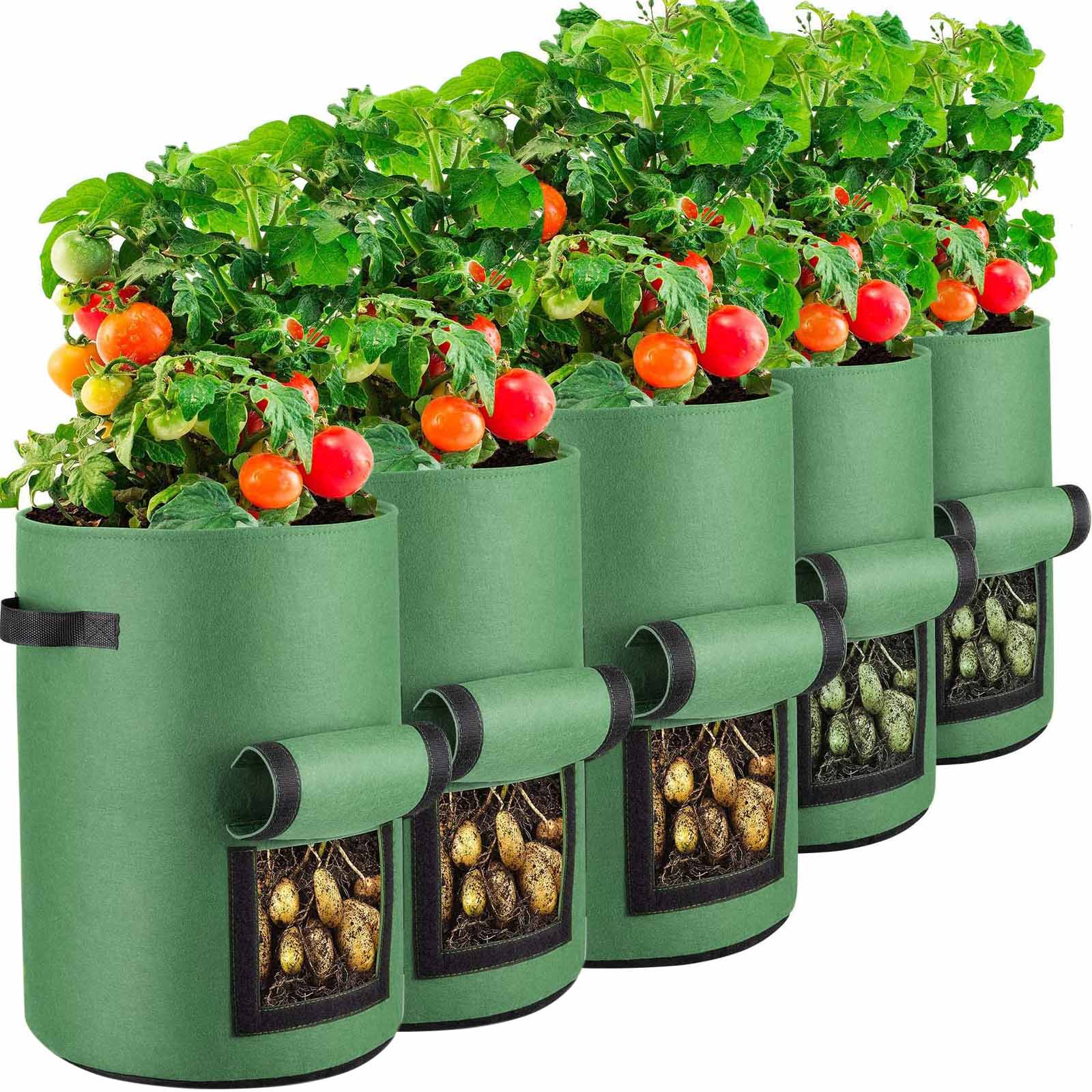 5-Pack 5 Gallons Plant Grow Bag Potato Container Pots with Handles Garden Planter