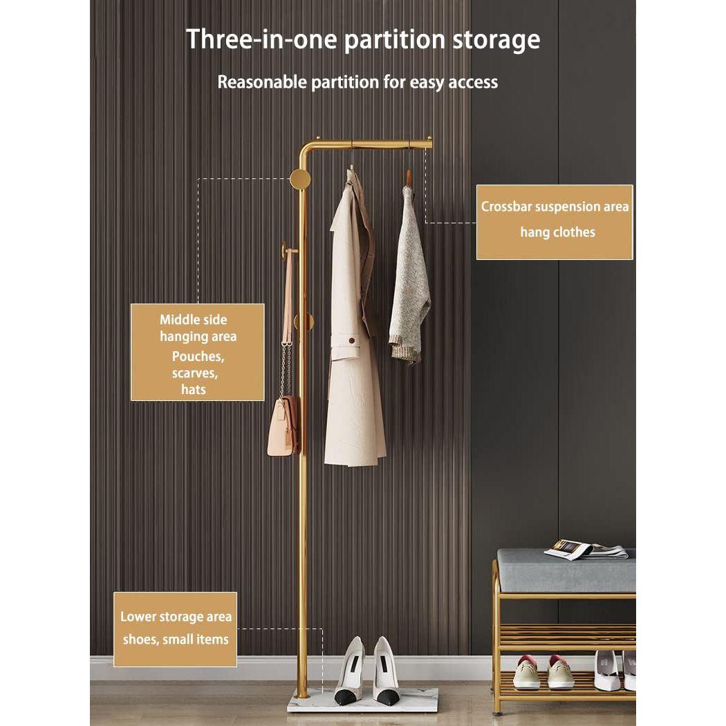 Metal Coat Rack Marble Base Hooks Clothes Coats Bag Tree Hat Display Hanger Stand Organiser