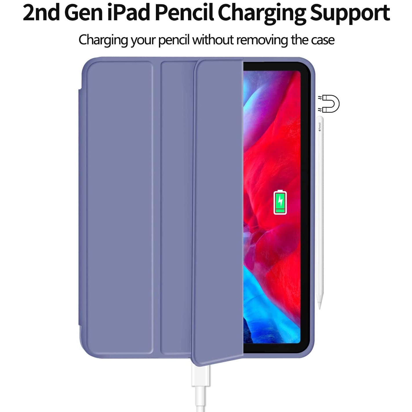 iPad Pro 11 Inch 2020 Soft Tpu Smart Premium Case Auto Sleep Wake Stand Cover Pencil holder Purple