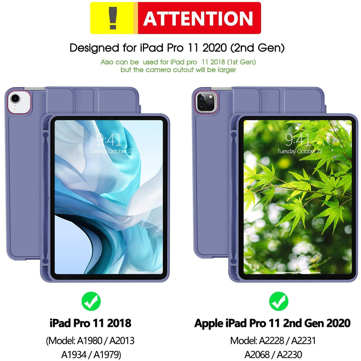 iPad Pro 11 Inch 2020 Soft Tpu Smart Premium Case Auto Sleep Wake Stand Cover Pencil holder Purple