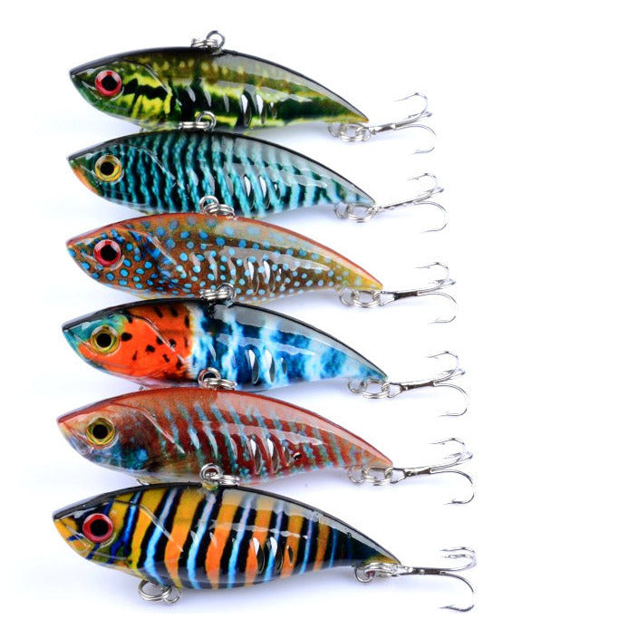 6x 6.5cm Vib Bait Fishing Lure Lures Hook Tackle Saltwater