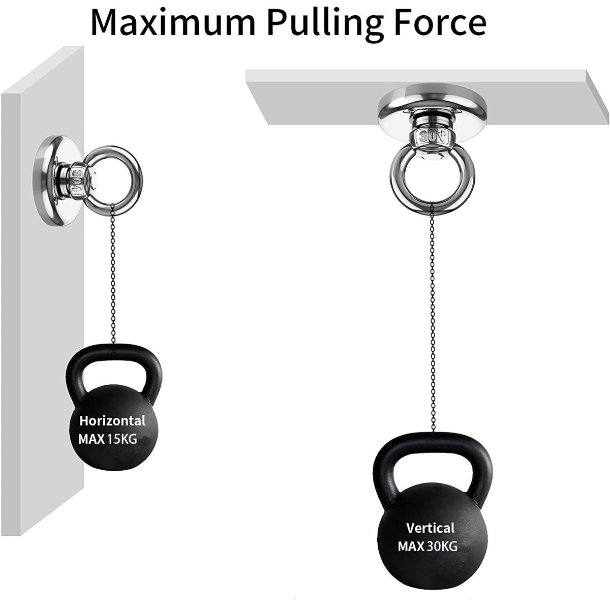 Heavy Duty Magnetic Hooks 30KG Countersunk Hole Eyebolt Kitchen, Office and Garage