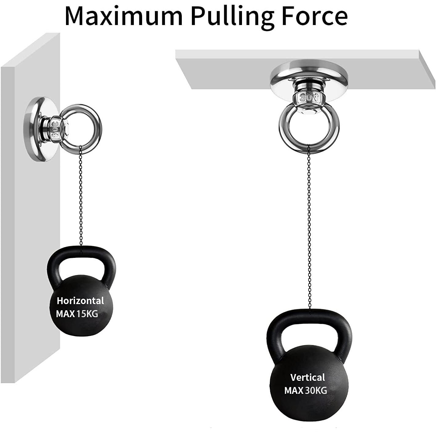Heavy Duty Magnetic Hooks 30KG Countersunk Hole Eyebolt Kitchen, Office and Garage