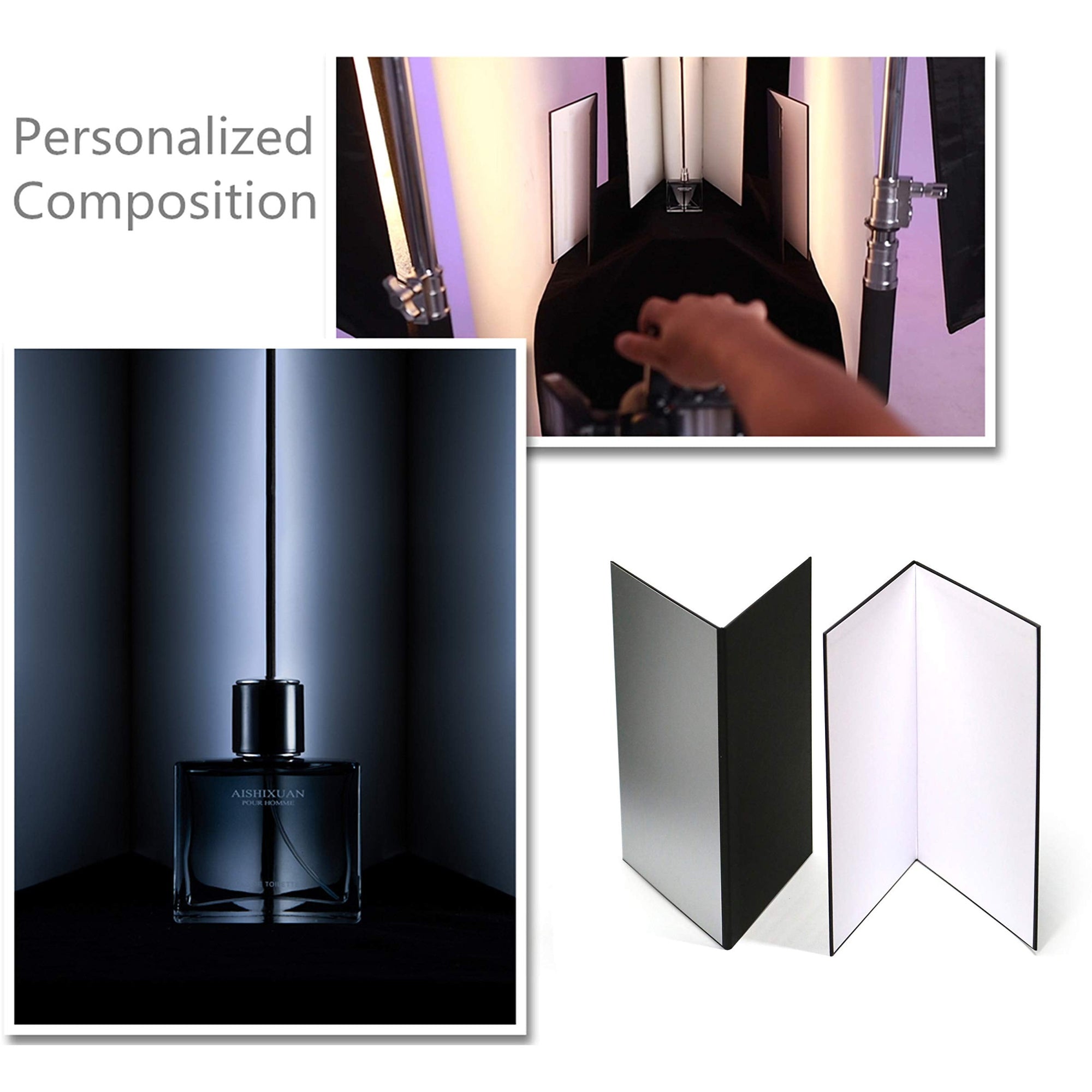 2 Pack A3  3 in 1 Photography Light Reflector Cardboard Light Diffuser Board Black, Silver, White