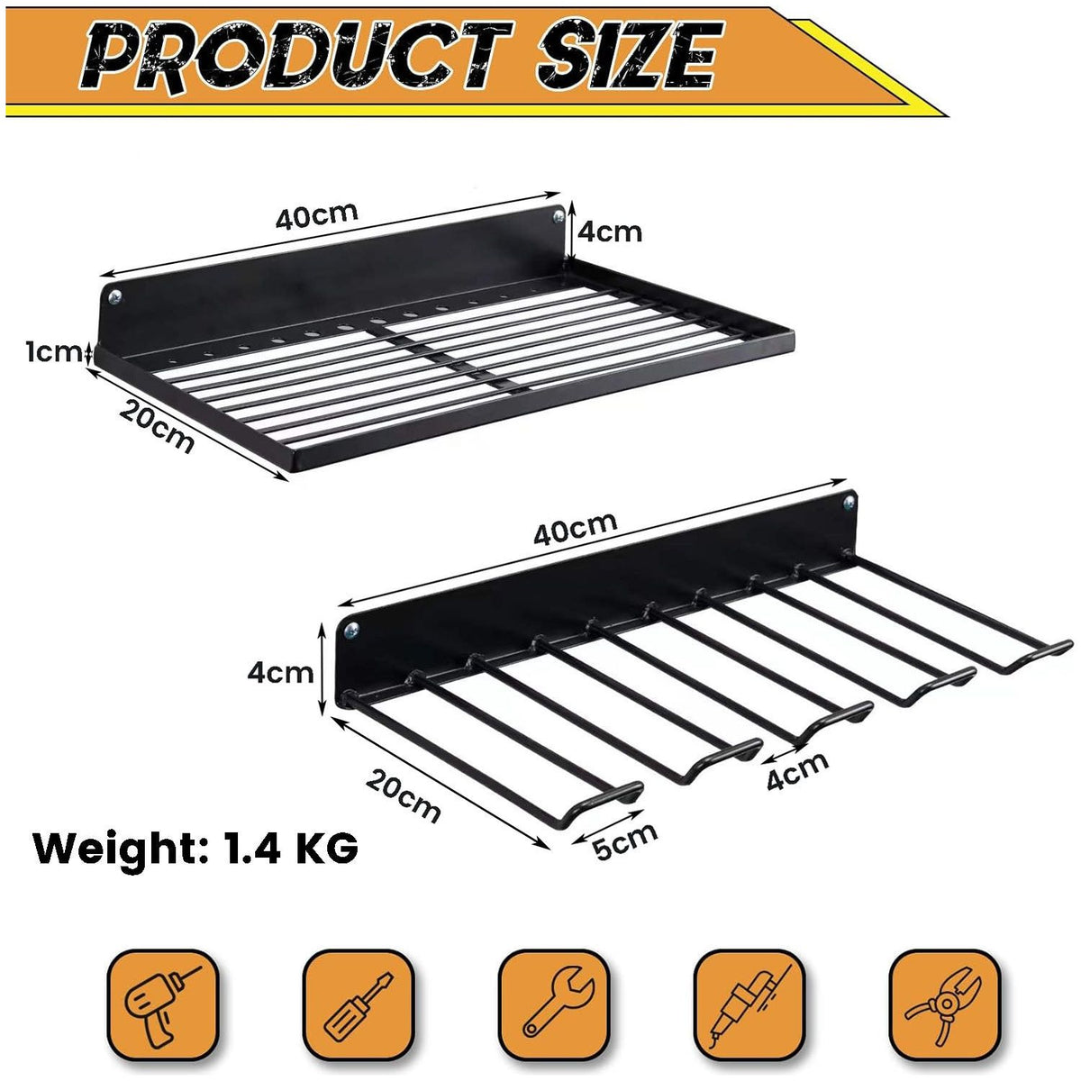 Power Tool Organizer Drill Holder Wall Mount Garage Storage Shelves Rack Wall Storage Organizer Set