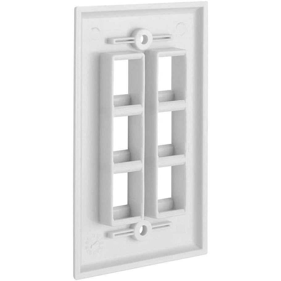 6 Port QuickPort outlet Wall Plate face plate, six Gang White