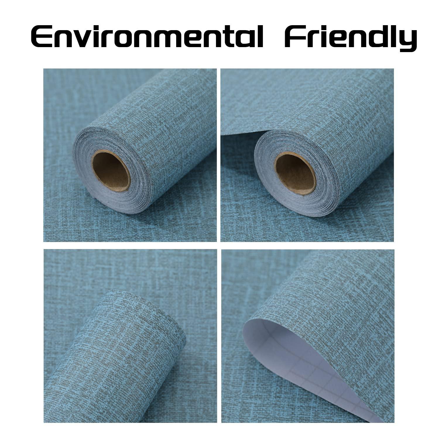 61cm x 10m Green Wallpaper Decor Faux Grasscloth Paper Wall Paper Self Adhesive Removable Blue