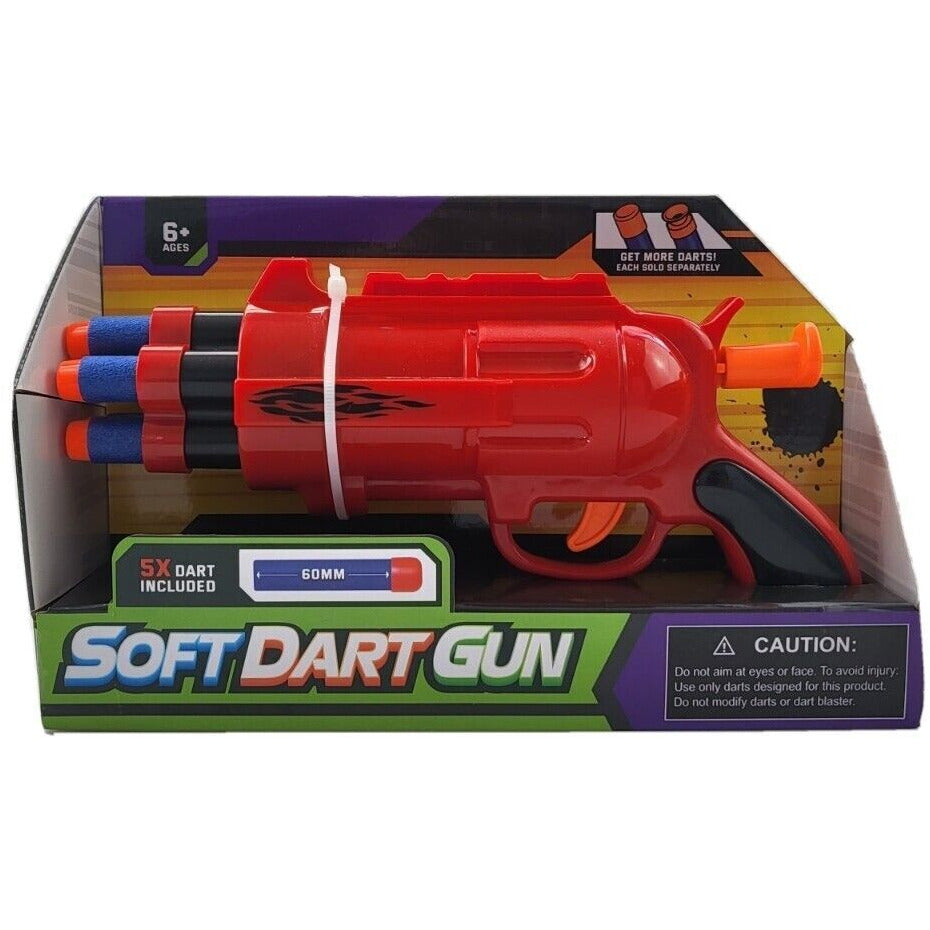 Soft Dart Red Gun for Children (Includes 5 Soft Darts) 6+