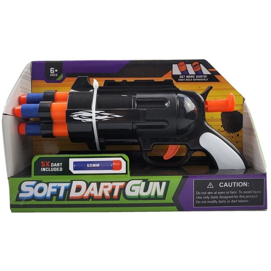 Soft Dart Black Gun for Children (Includes 5 Soft Darts) 6+