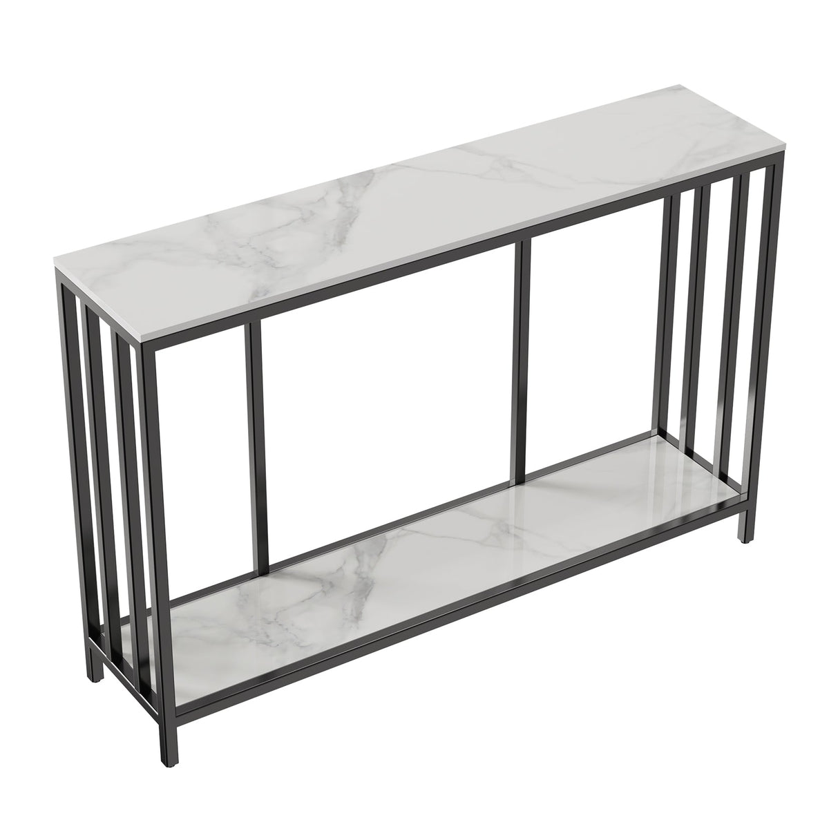Interior Ave - Bronte Dual Layer Marble Stone Console - Marble &amp; Black