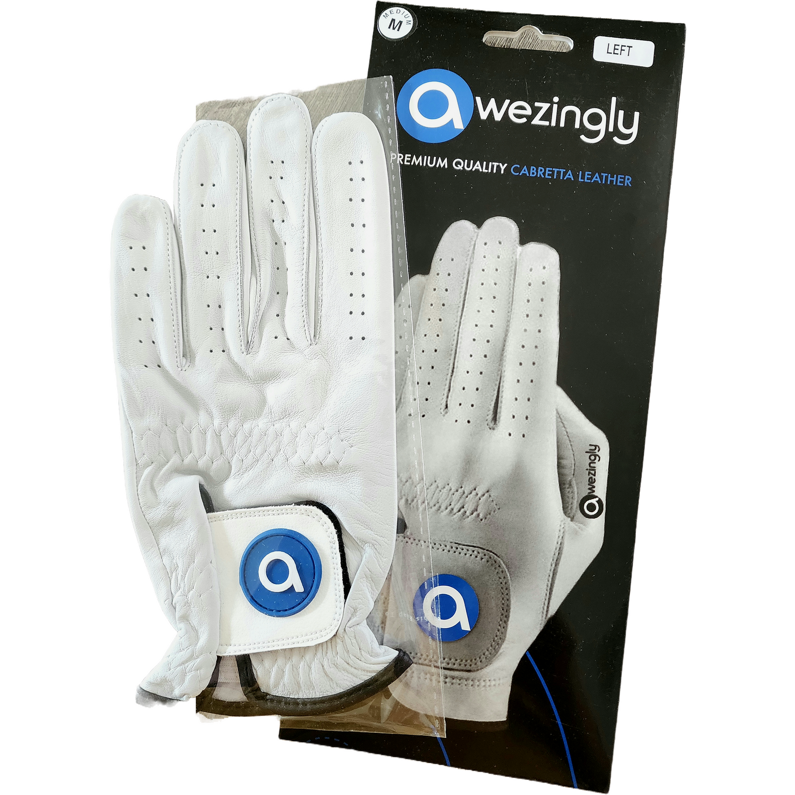 Premium Quality Cabretta Leather Golf Glove for Men - White (XL)