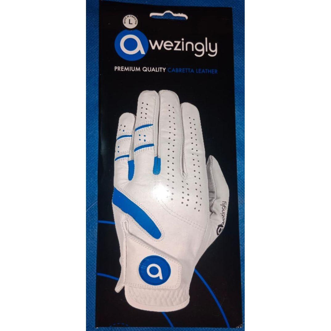 Awezingly Power Touch Cabretta Leather Golf Glove for Men - White (M)