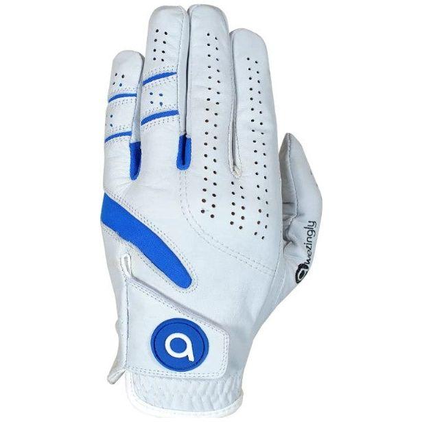 Awezingly Power Touch Cabretta Leather Golf Glove for Men - White (M/L)