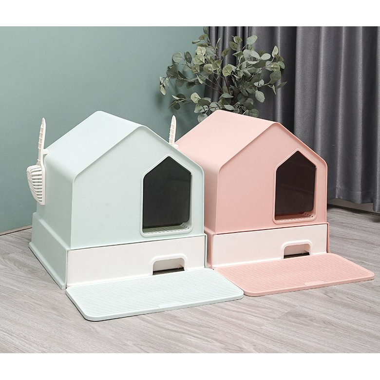 Petwiz Enclosed Cat Litter Box House – Green