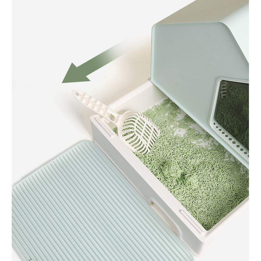 Petwiz Enclosed Cat Litter Box House – Green