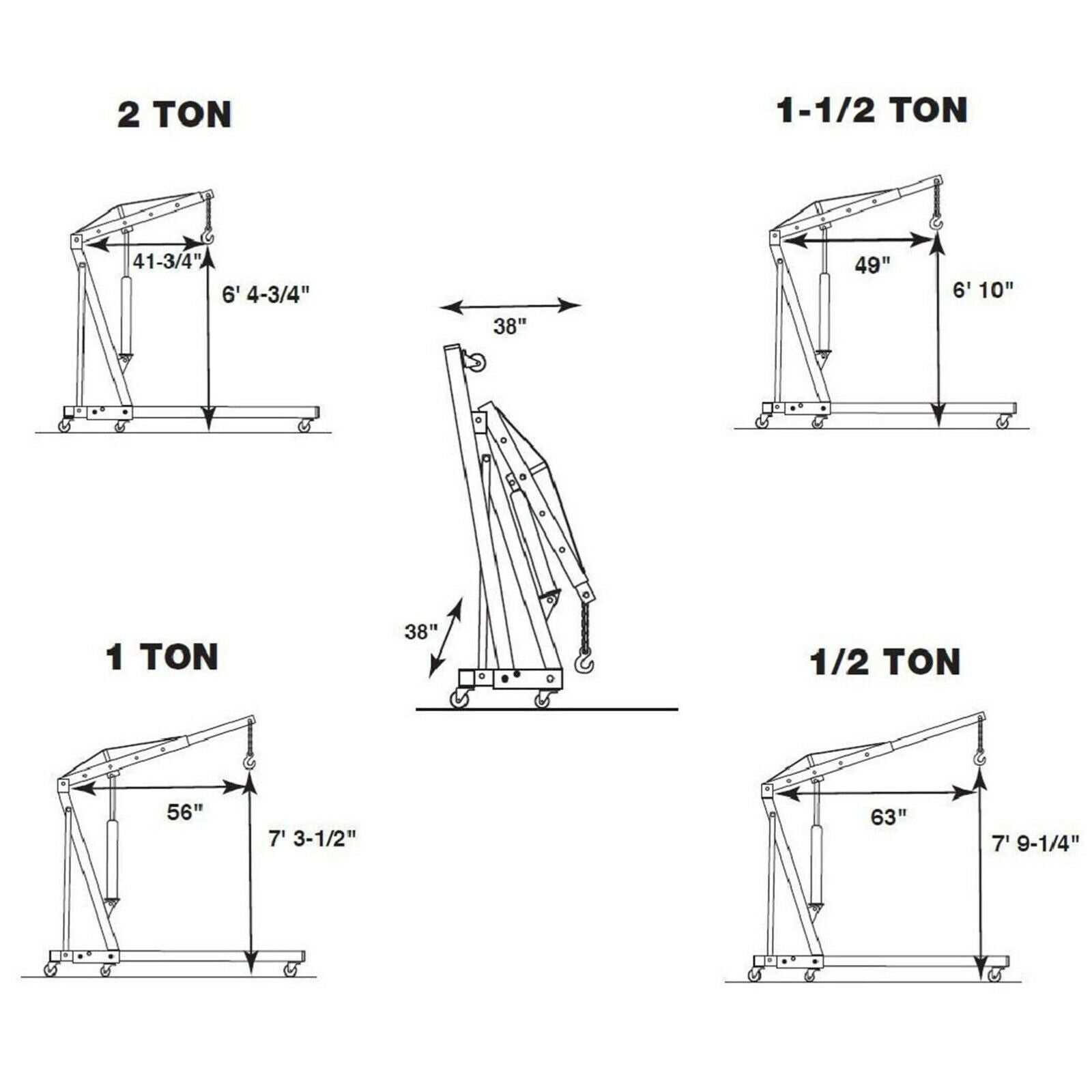 2 Ton Hydraulic Engine Crane Folding Hoist Stand Mobile Garage Workshop