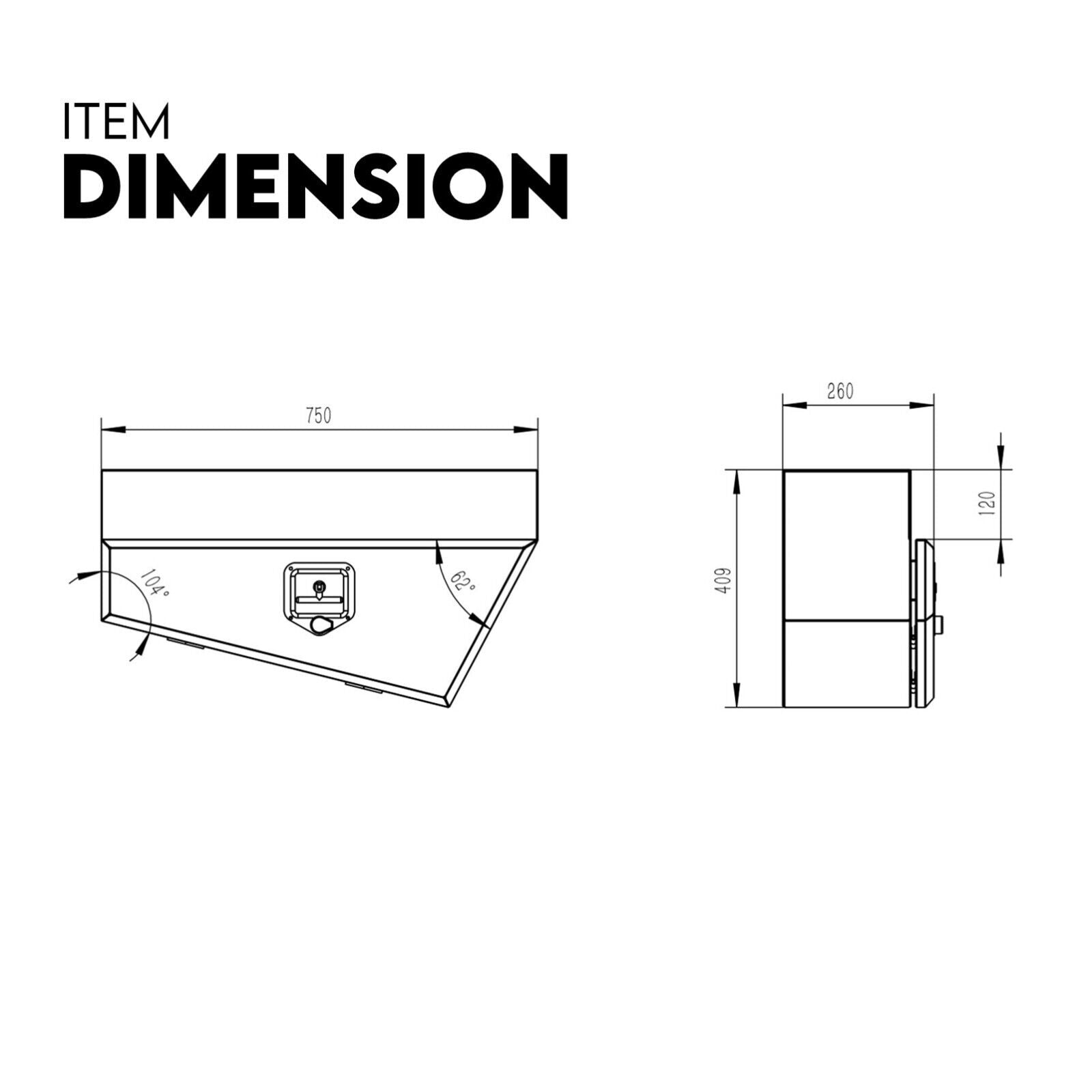 Under Tray Tool Box Underbody Pair Set 750mm Black Steel