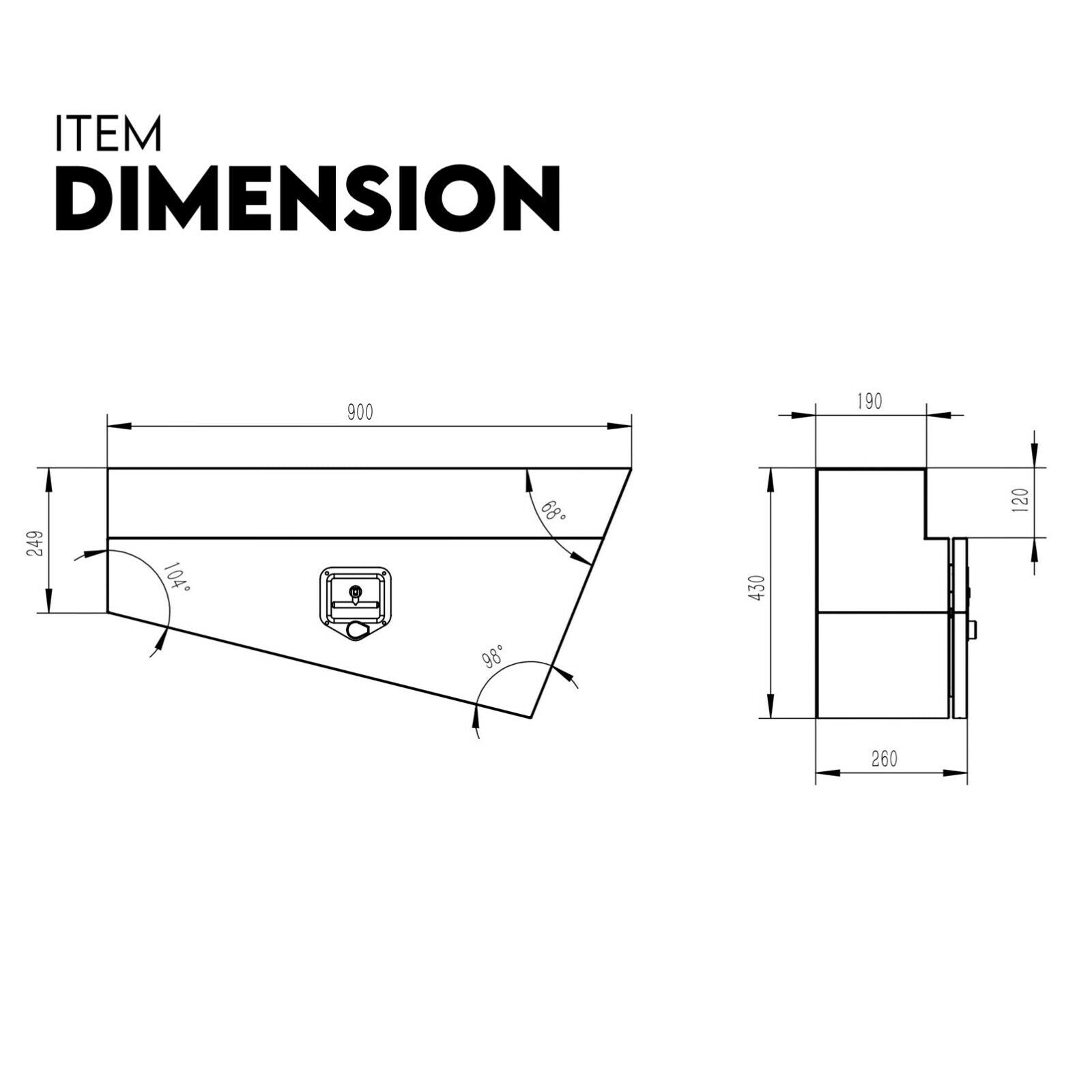 Under Tray Tool Box Underbody Pair Set 900mm Black Steel