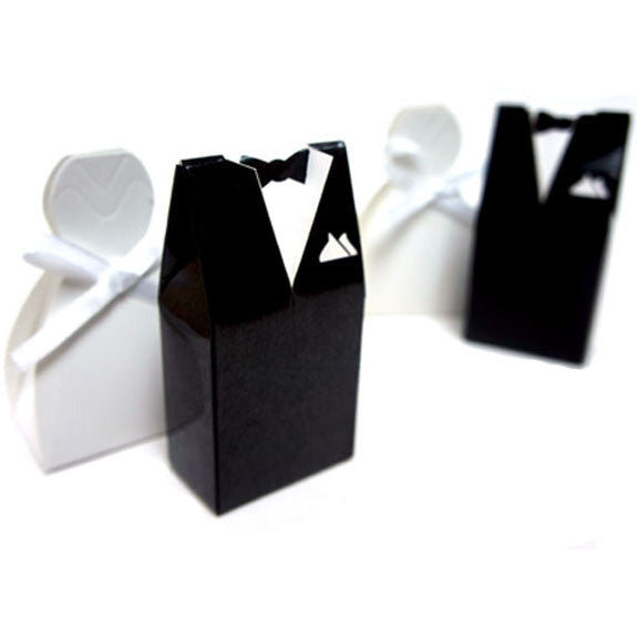 10 Pack of 5 Bride Gown and 5 Groom Tux Wedding Bridal Bomboniere Favor Candy Choc Almond Box - NW