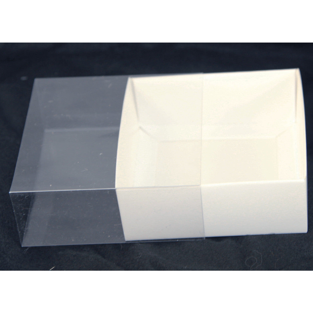 10 Pack of 10cm Square Invitation Coaster Favor Function product Presentation Cookie Biscuit Patisserie Gift Box - 2cm deep - White Card with Clear Slide On PVC Lid