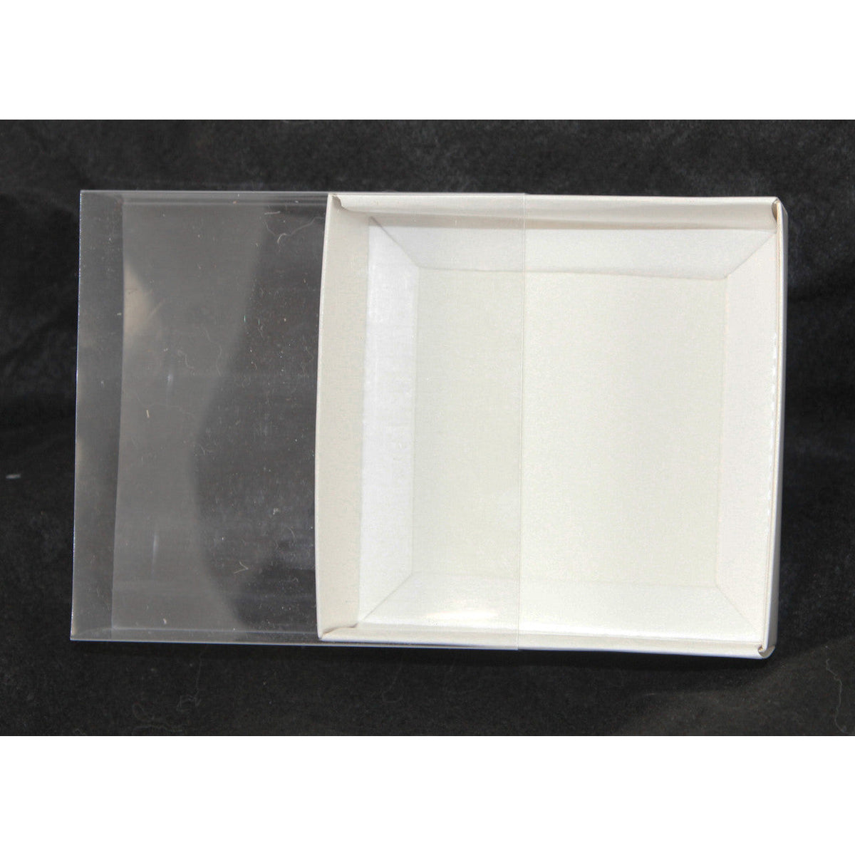 10 Pack of 8cm Square Wedding Invitation Coaster Favor Function product Presentation Cookie Biscuit Patisserie Gift Box - 2cm deep - White Card with Clear Slide On PVC Lid