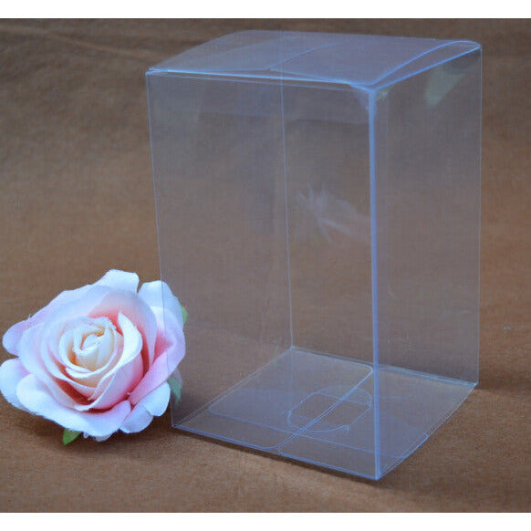 10 Pack of 8x8x10cm Clear PVC Plastic Folding Packaging Small rectangle/square Boxes for Wedding Jewelry Gift Party Favor Model Candy Chocolate Soap Box