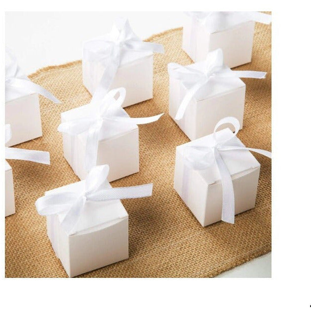 10 Pack of White 5cm Square Cube Card Gift Box - Folding Packaging Small rectangle/square Boxes for Wedding Jewelry Gift Party Favor Model Candy Chocolate Soap Box