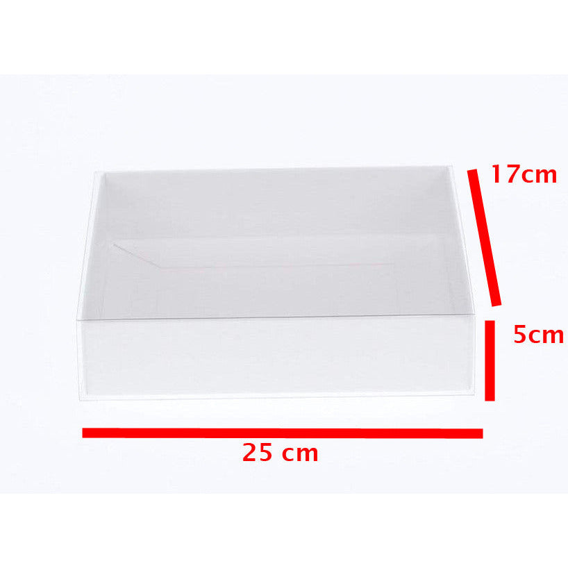 10 Pack of White Card Box - Clear Slide On Lid - 17 x 25 x 5cm -  Large Beauty Product Gift Giving Hamper Tray Merch Fashion Cake Sweets Xmas