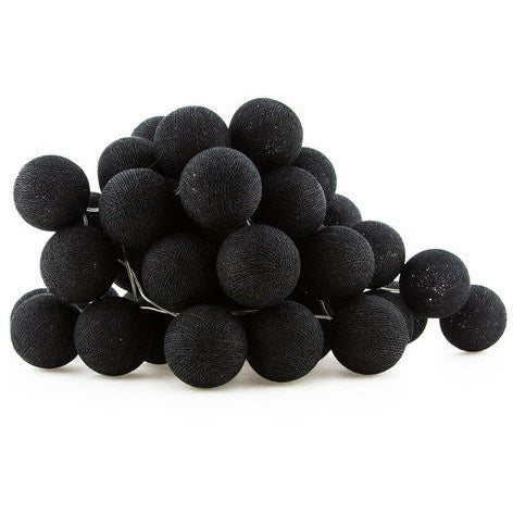 1 Set of 20 LED Black 5cm Cotton Ball Battery Powered String Lights Christmas Gift Home Wedding Party Bedroom Decoration Outdoor Indoor Table Centrepiece