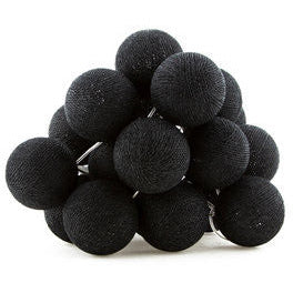 1 Set of 20 LED Black 5cm Cotton Ball Battery Powered String Lights Christmas Gift Home Wedding Party Bedroom Decoration Outdoor Indoor Table Centrepiece