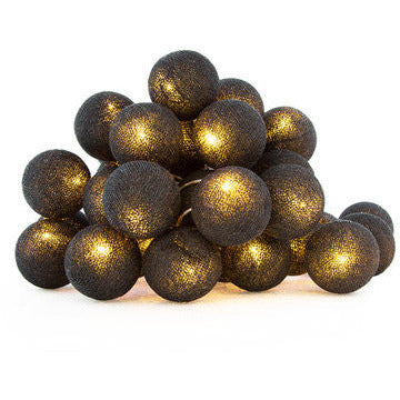 1 Set of 20 LED Black 5cm Cotton Ball Battery Powered String Lights Christmas Gift Home Wedding Party Bedroom Decoration Outdoor Indoor Table Centrepiece